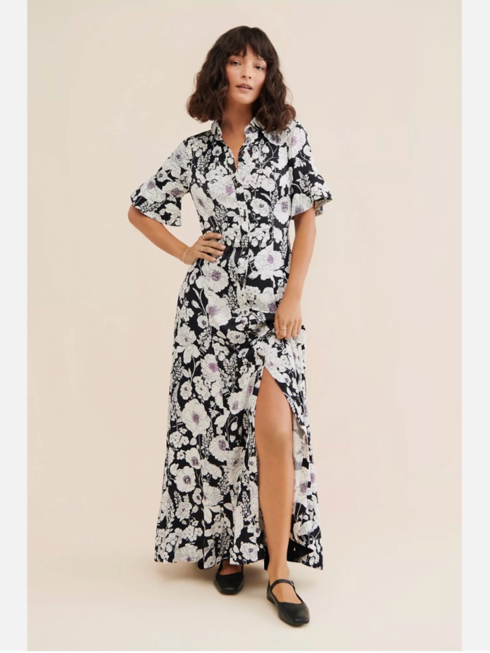 ANTHROPOLOGIE MAEVE PRINTED SORT-SLEEVE SHIRT DRESS